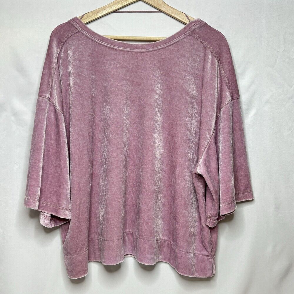 We The Free People Valerie Velvet Oversized Tee Medium Top Purple Boxy Velour